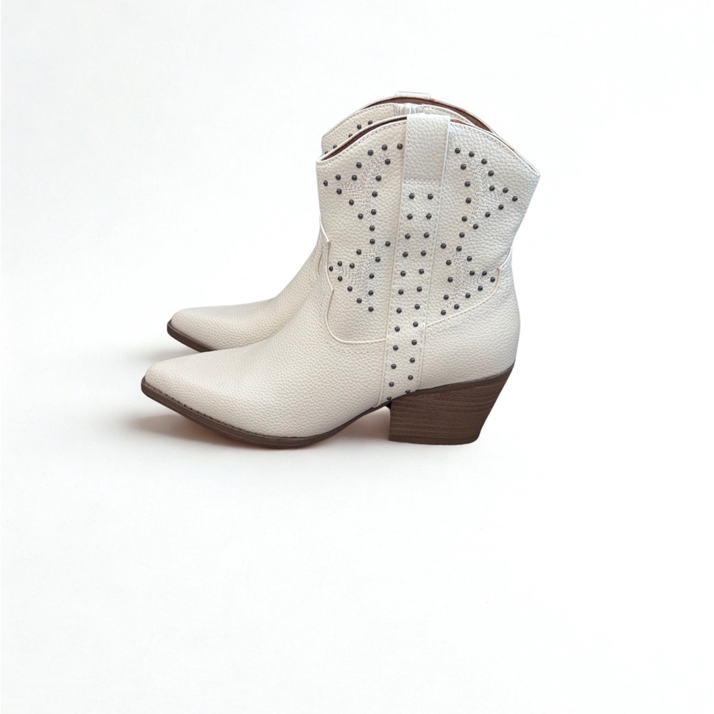 White Western Ankle Boots